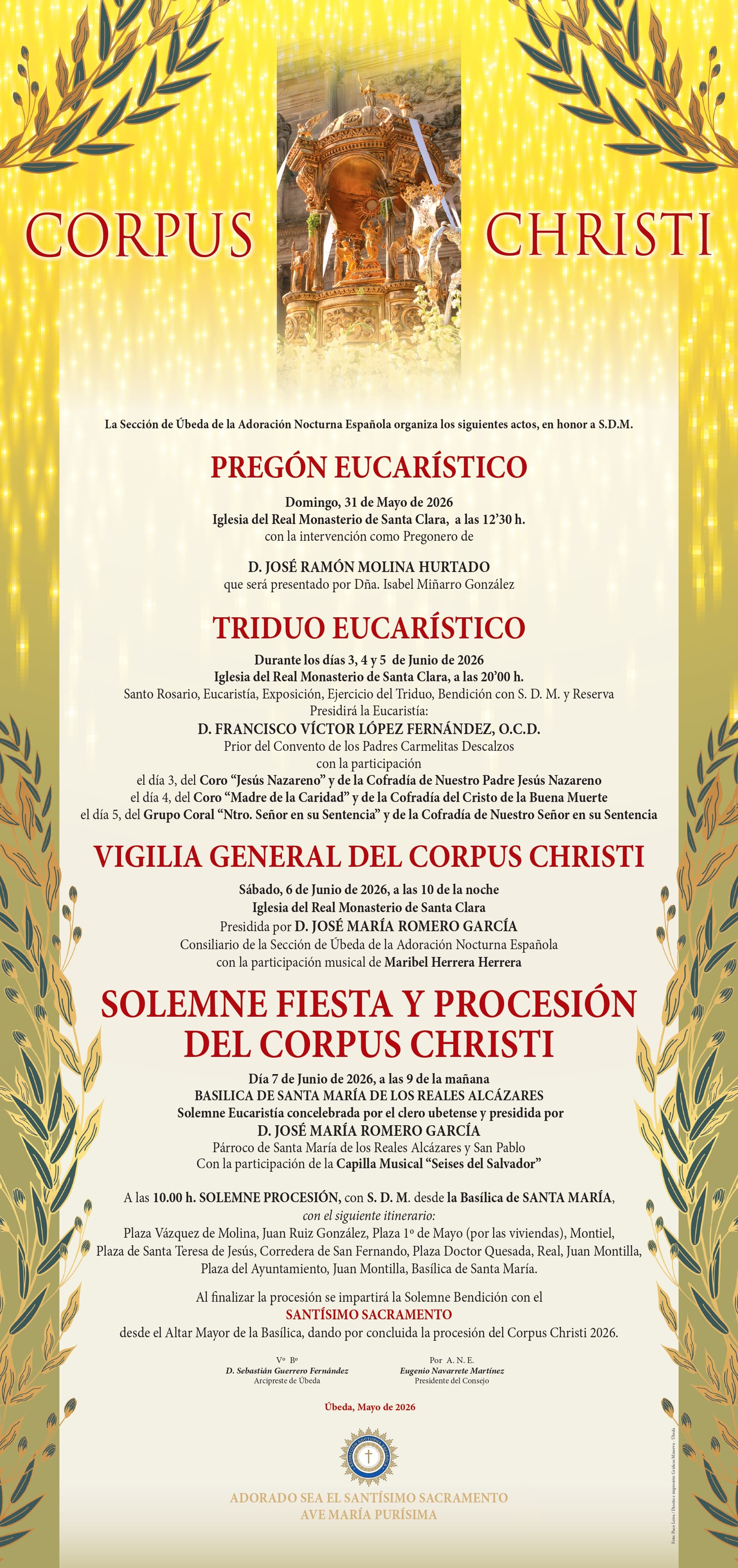 Pregón Eucarístico y Actos del Corpus Christi