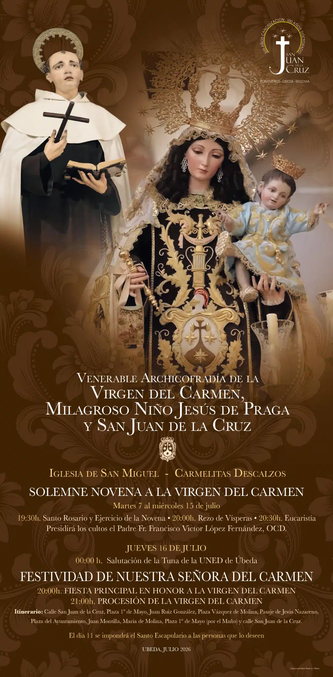 Venerable Archicofradía de la Virgen del Carmen, Milagroso Niño Jesús de Praga y San Juan de la Cruz