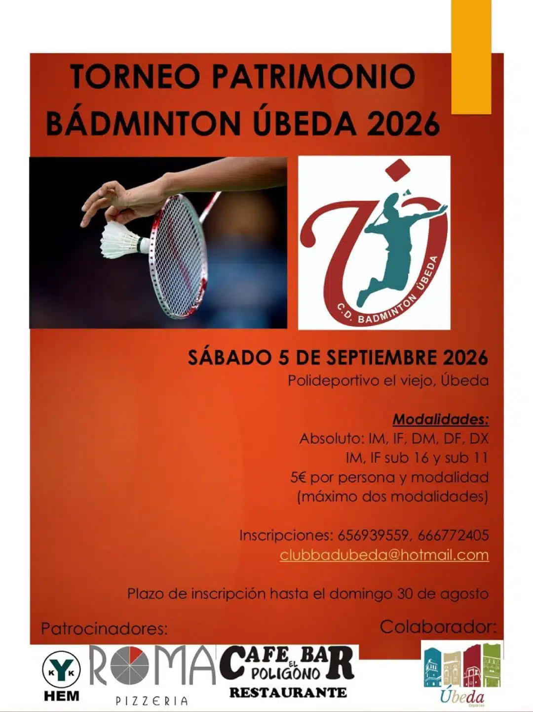 Torneo Patrimonio Bádminton Úbeda 2026